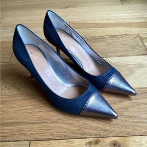 Giuseppe Zanotti  denim silver cap toe heels